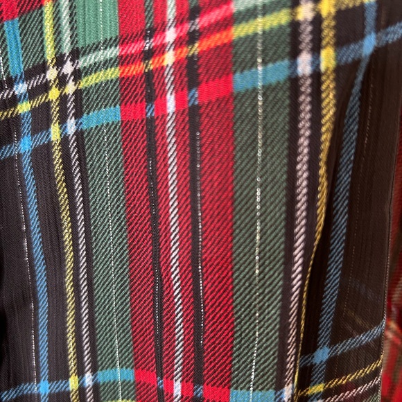 BNWT J. Crew Sleeveless ruffle-collar top in black Stewart tartan - XS - Picture 7 of 8